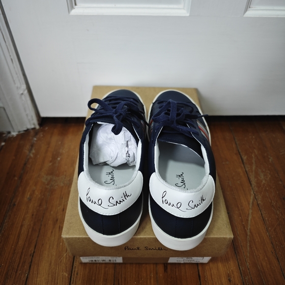 Paul Smith Navy Blue Leather Sneakers, US 9 - Picture 5 of 6